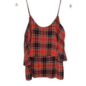 NWT Love Marks Red Plaid Layered Tank‎ Top Size Large